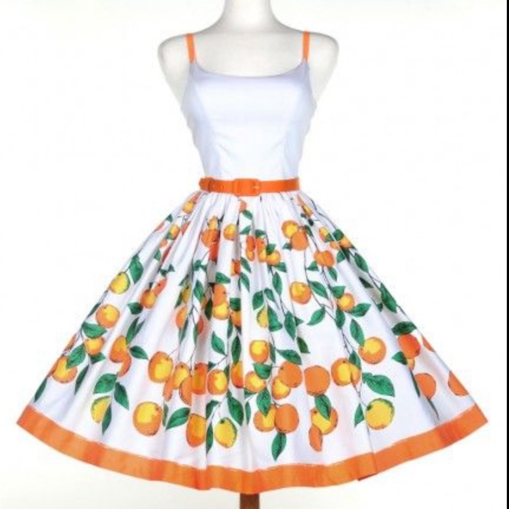 UNICORN EUC Pinup Girl Clothing Orange Border Jenny Size L